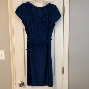 Women’s The Limited Navy Blue Midi Dress With Belt Size 8